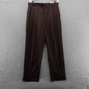 Sean John Mens Wide Leg Pleated Dress Pants Brown‎ 34W x 32L NEW